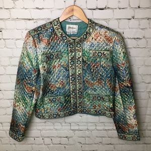 Farinae Collections Teal Gold Multi-color Jacket